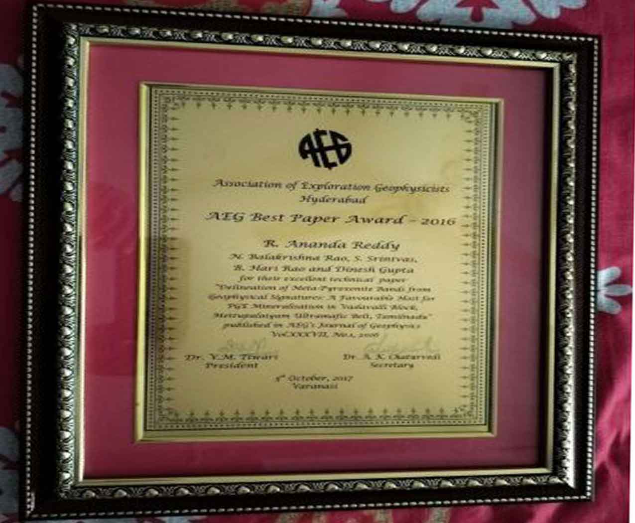 National Geoscience Award (2012)